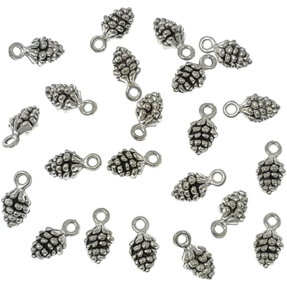 50pcs Christmas Pine Cone Alloy Small Pendant Nature Nuts Charm for DIY jewelry